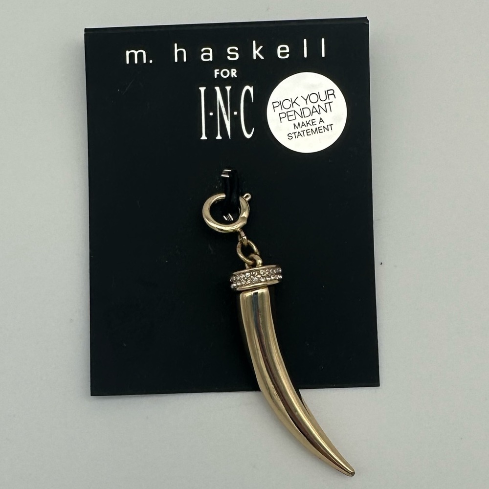 Gold horn pendant with faux diamonds